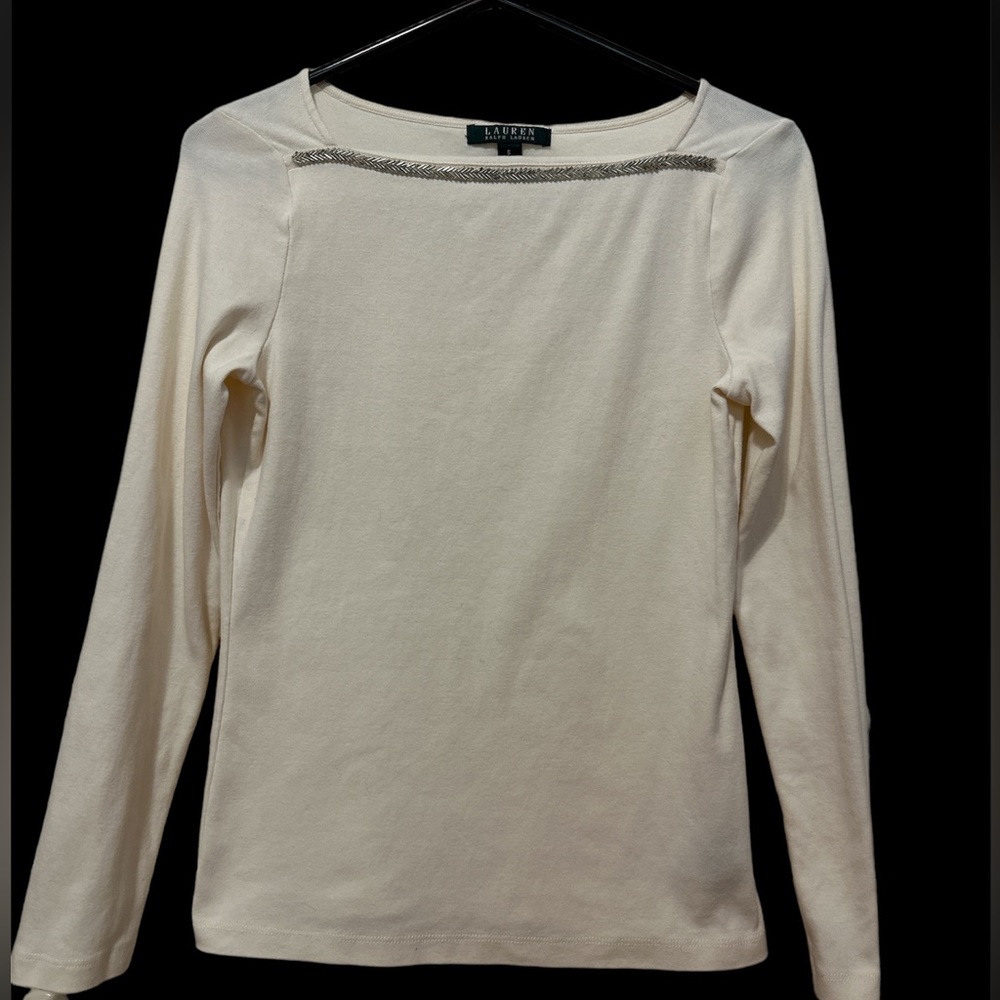 Lauren cream colored long-sleeved tee. S